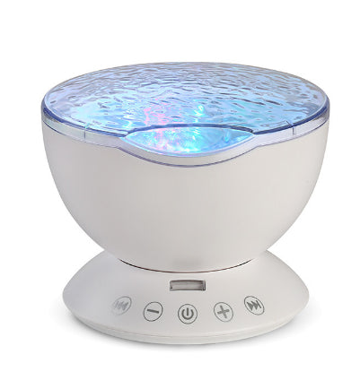 White night light with colorful LED display on a white background