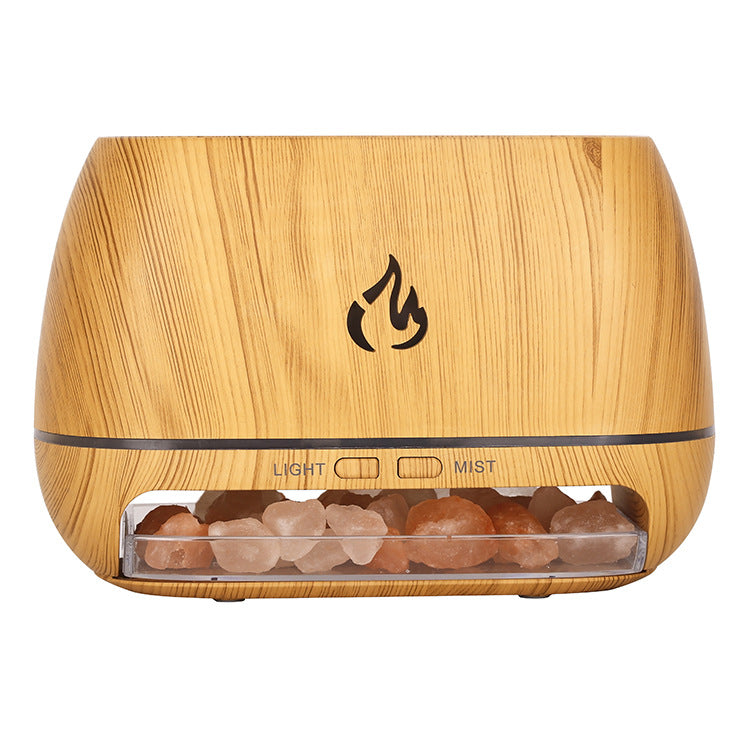 Wooden-textured diffuser with flame symbol on a white background