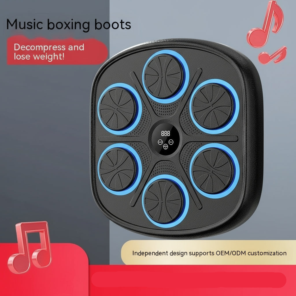 Music boxing boots with digital display on a gray background