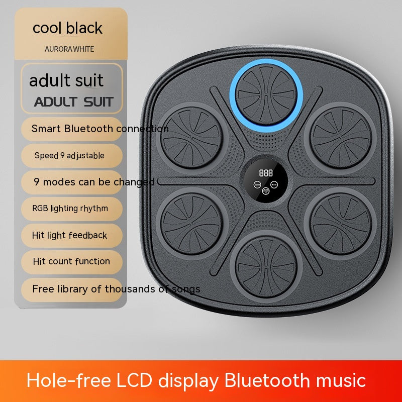 Black electronic device with Bluetooth connectivity on a gray background